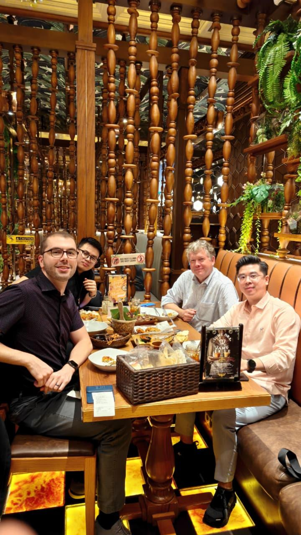 Gay with advisor Laurence E. Court, PhD, and two radiation oncology residents from RSCM Hospital in Jakarta.